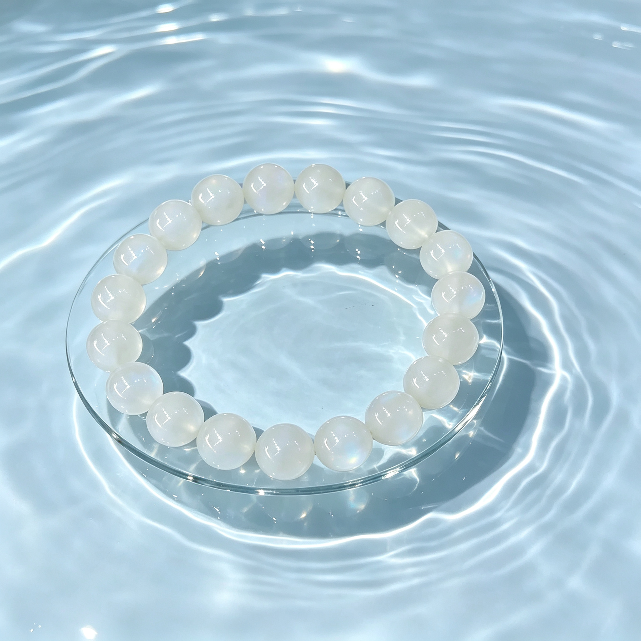 Natural Blue Moonstone Beaded Bracelet for Calm Protection Luck Road Opener Health