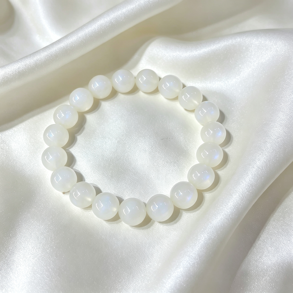 Natural Blue Moonstone Beaded Bracelet for Calm Protection Luck Road Opener Health