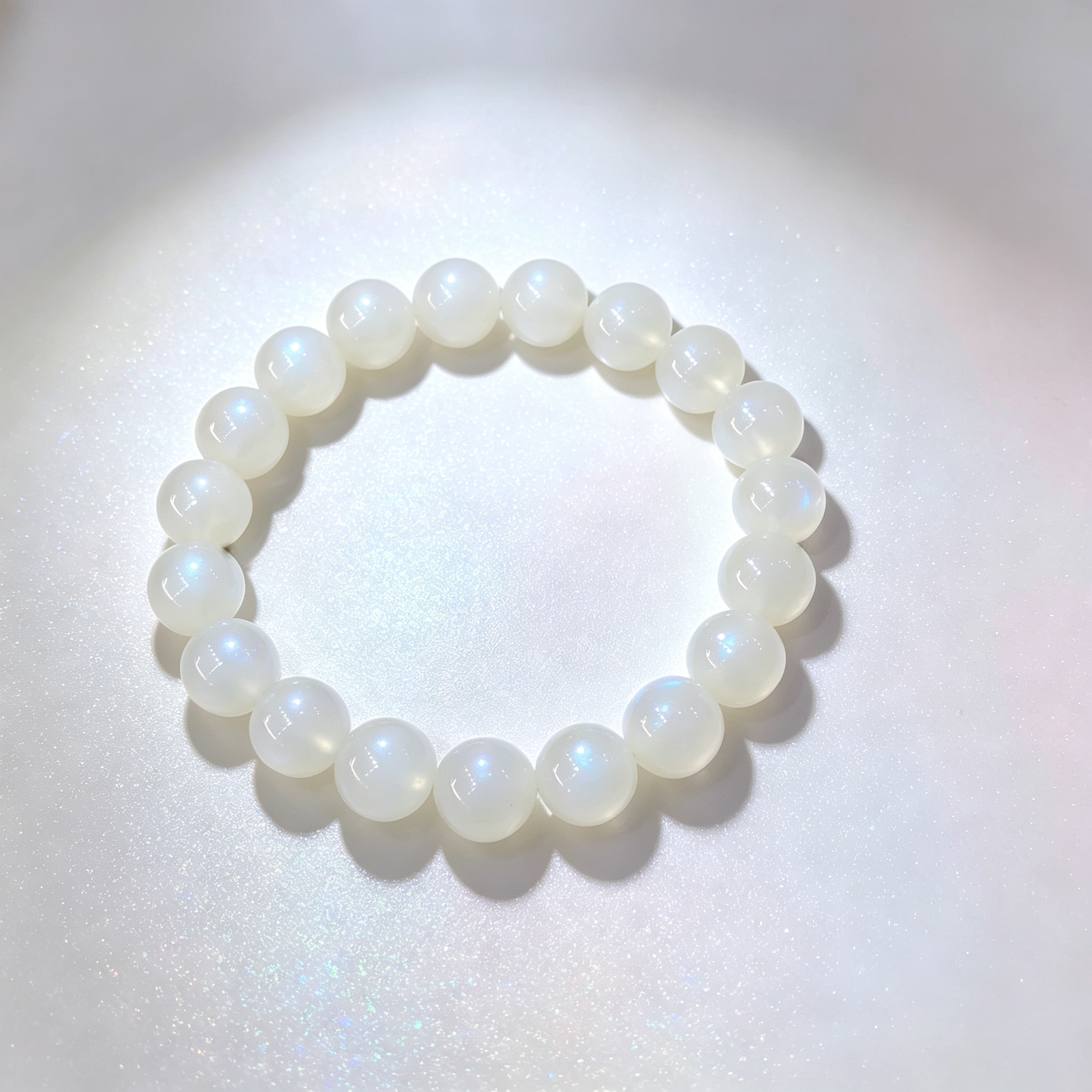 Natural Blue Moonstone Beaded Bracelet for Calm Protection Luck Road Opener Health