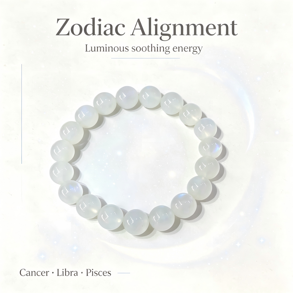 Natural Blue Moonstone Beaded Bracelet for Calm Protection Luck Road Opener Health