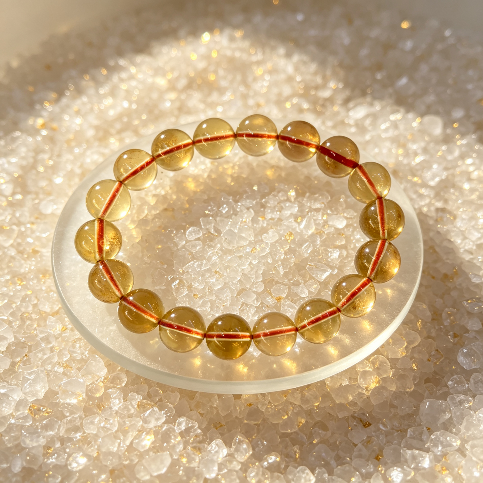 Natural Citrine Beaded Bracelet for Wealth Success Luck Career Calm