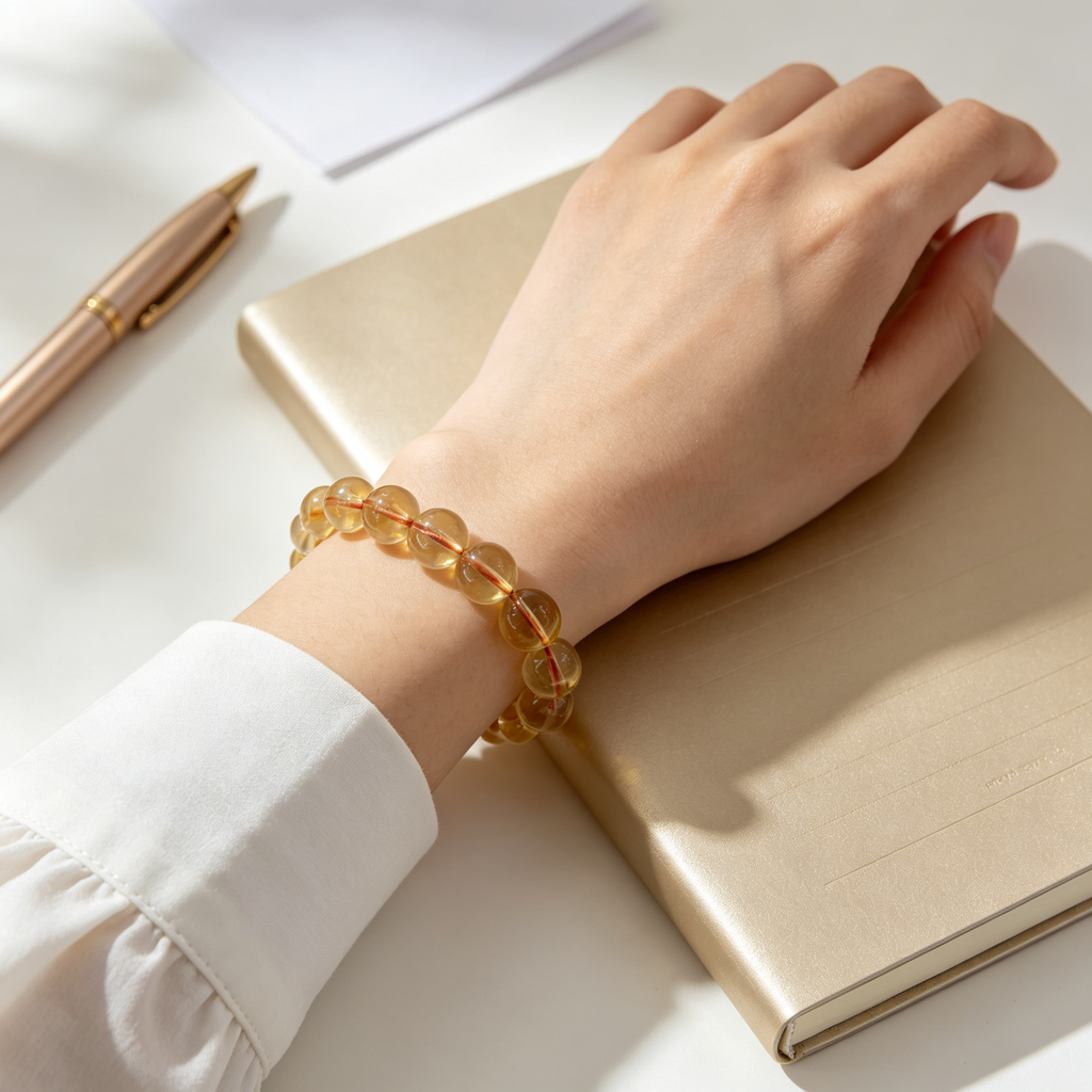 Natural Citrine Beaded Bracelet for Wealth Success Luck Career Calm