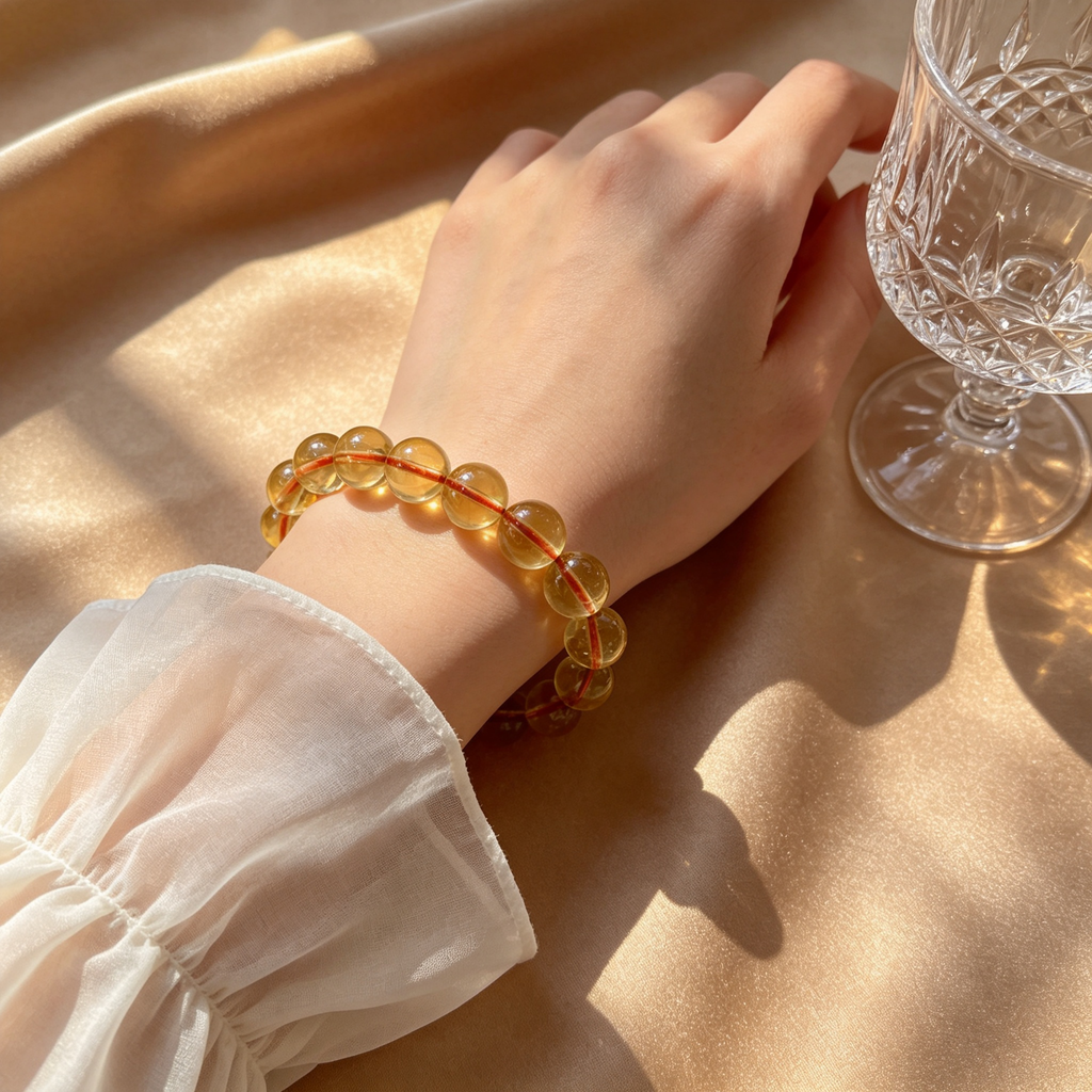 Natural Citrine Beaded Bracelet for Wealth Success Luck Career Calm