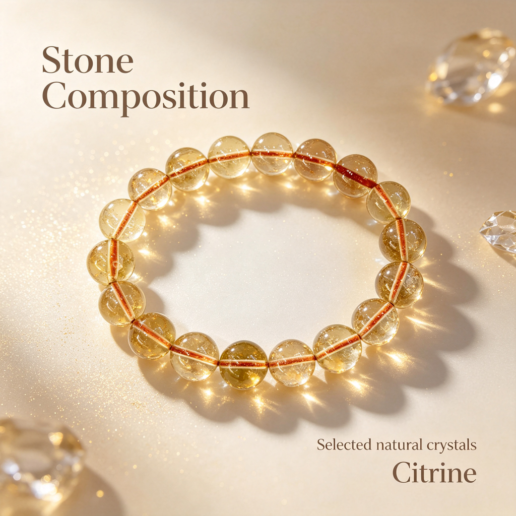 Natural Citrine Beaded Bracelet for Wealth Success Luck Career Calm