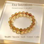 Natural Citrine Beaded Bracelet for Wealth Success Luck Career Calm