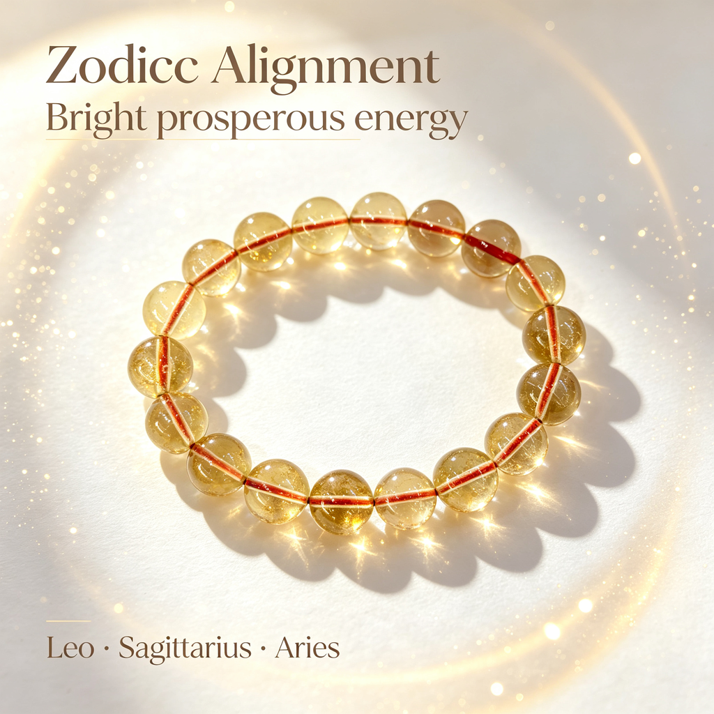 Natural Citrine Beaded Bracelet for Wealth Success Luck Career Calm