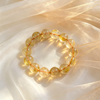 Natural Golden Rutilated Quartz Beaded Bracelet for Wealth Success Career Protection Luck