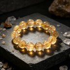 Natural Golden Rutilated Quartz Beaded Bracelet for Wealth Success Career Protection Luck