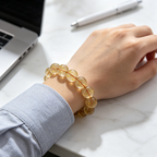 Natural Golden Rutilated Quartz Beaded Bracelet for Wealth Success Career Protection Luck