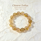 Natural Golden Rutilated Quartz Beaded Bracelet for Wealth Success Career Protection Luck