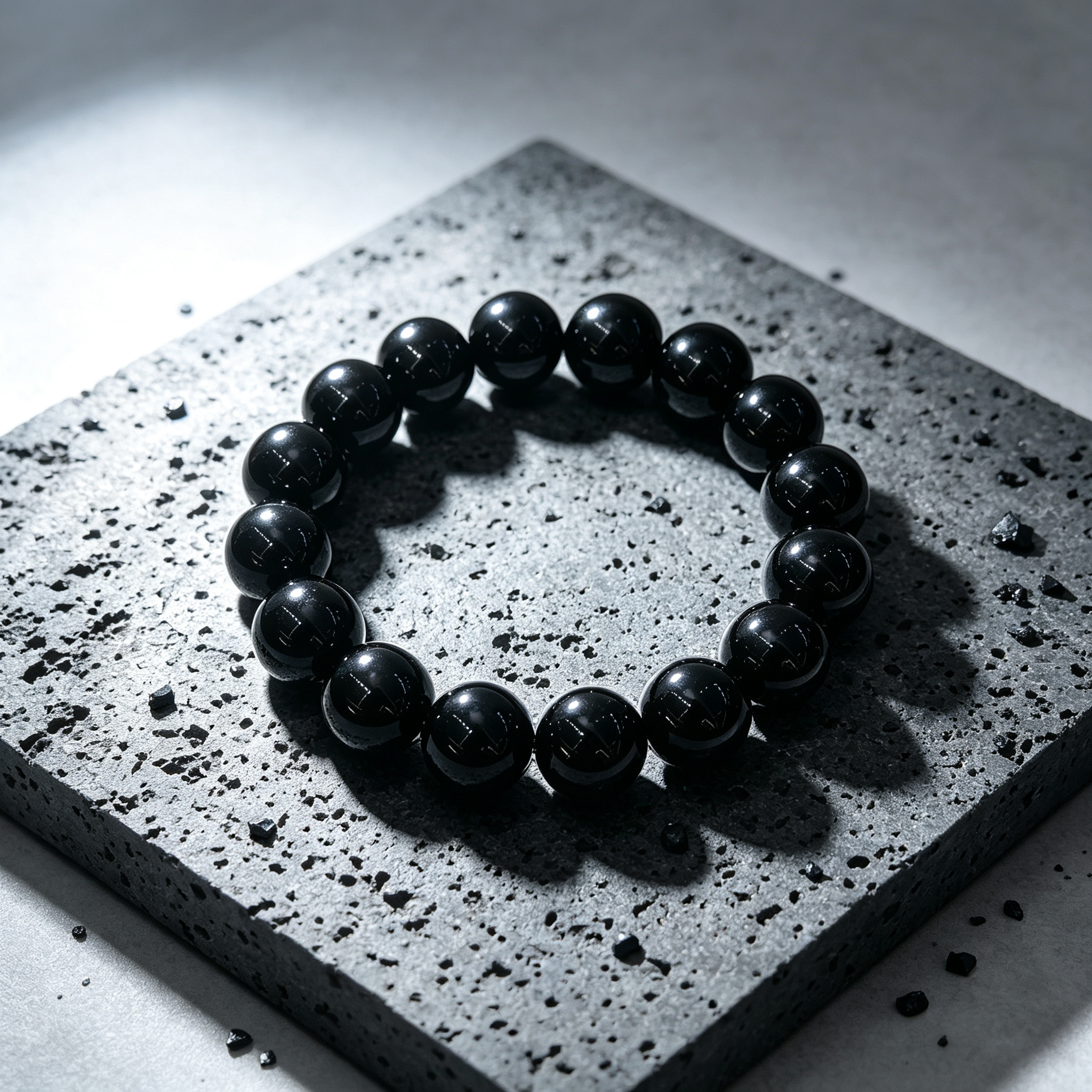 Natural Black Obsidian Beaded Bracelet for Protection Calm Road Opener Luck Health