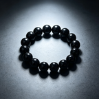 Natural Black Obsidian Beaded Bracelet for Protection Calm Road Opener Luck Health