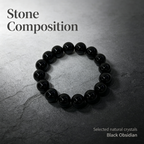 Natural Black Obsidian Beaded Bracelet for Protection Calm Road Opener Luck Health