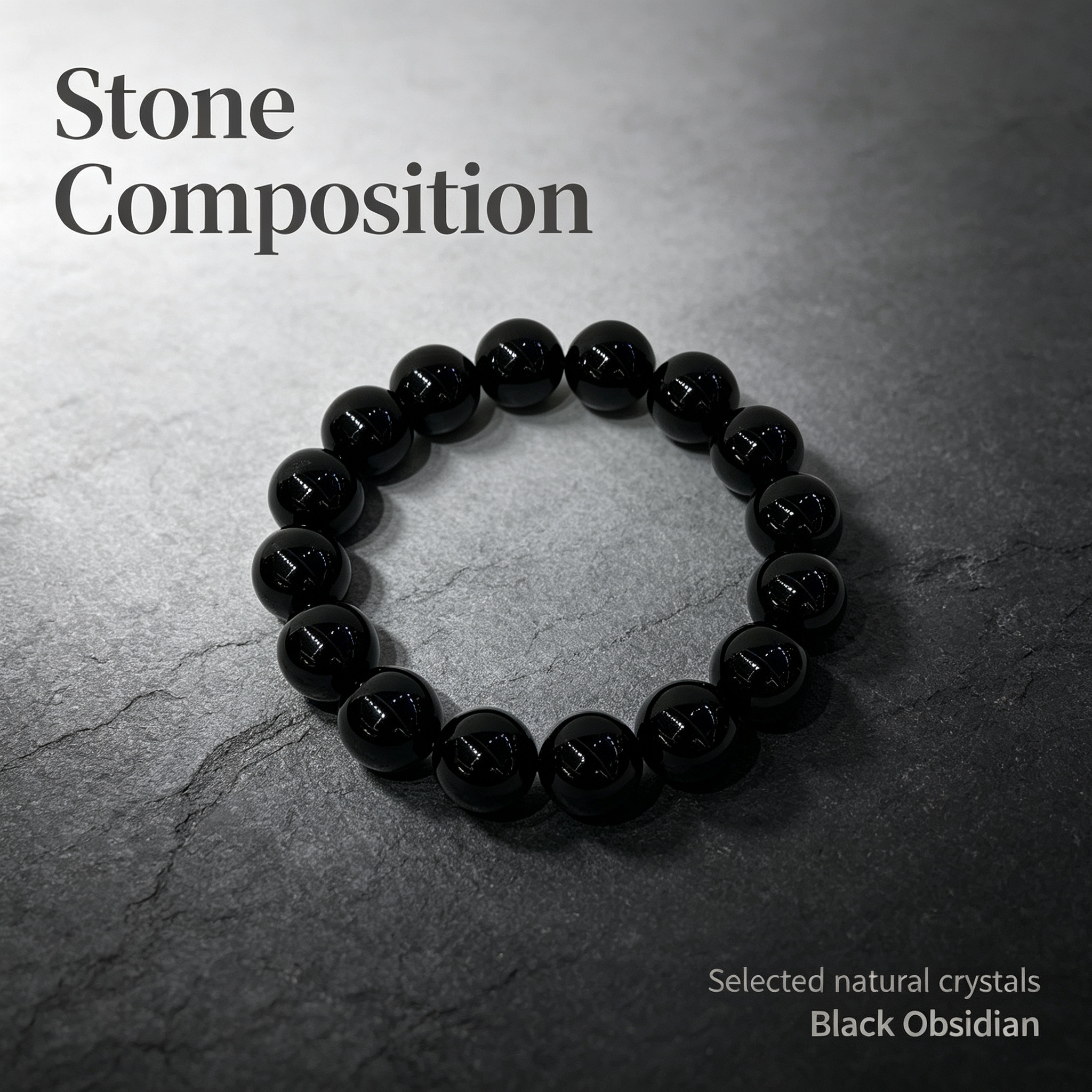 Natural Black Obsidian Beaded Bracelet for Protection Calm Road Opener Luck Health