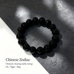 Natural Black Obsidian Beaded Bracelet for Protection Calm Road Opener Luck Health