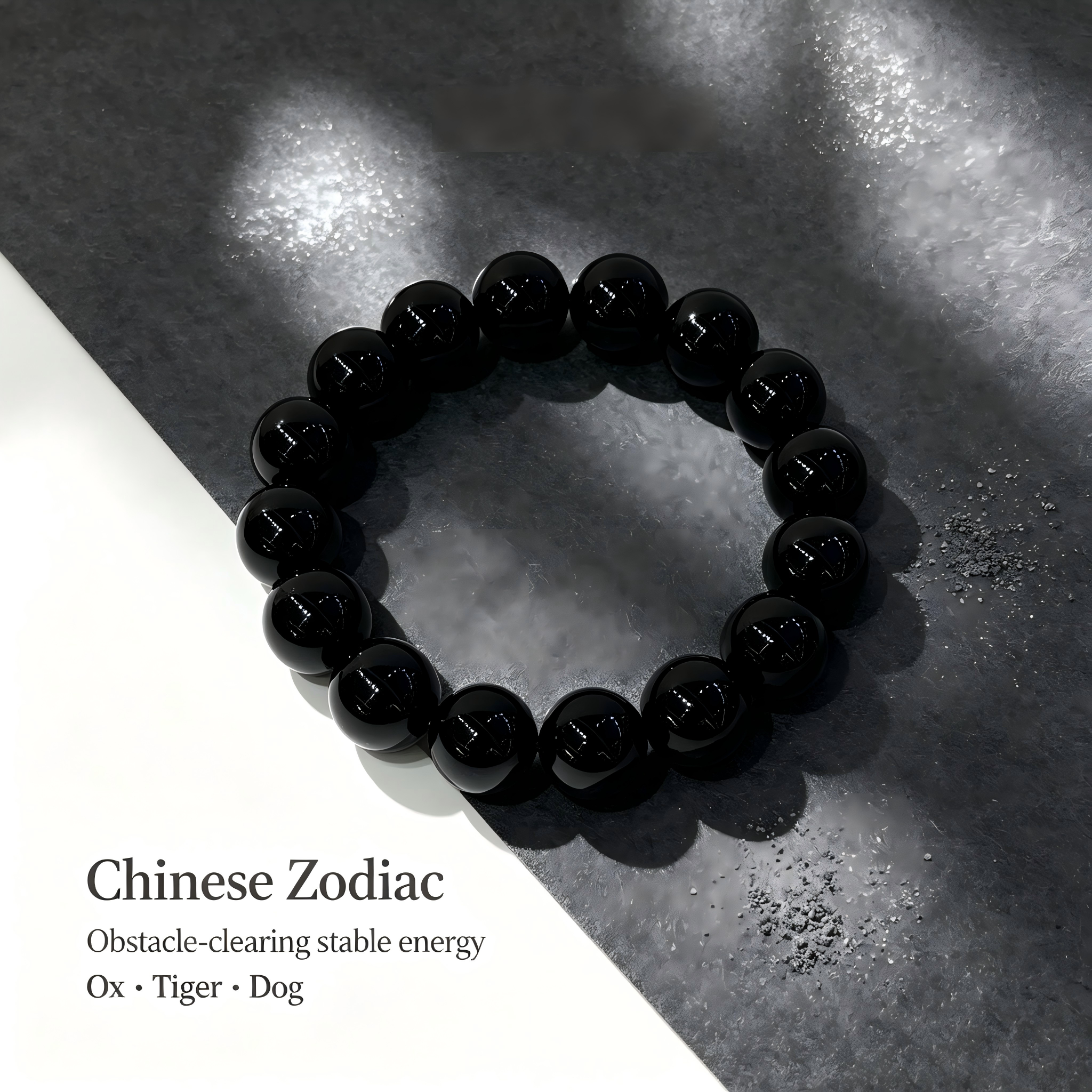 Natural Black Obsidian Beaded Bracelet for Protection Calm Road Opener Luck Health