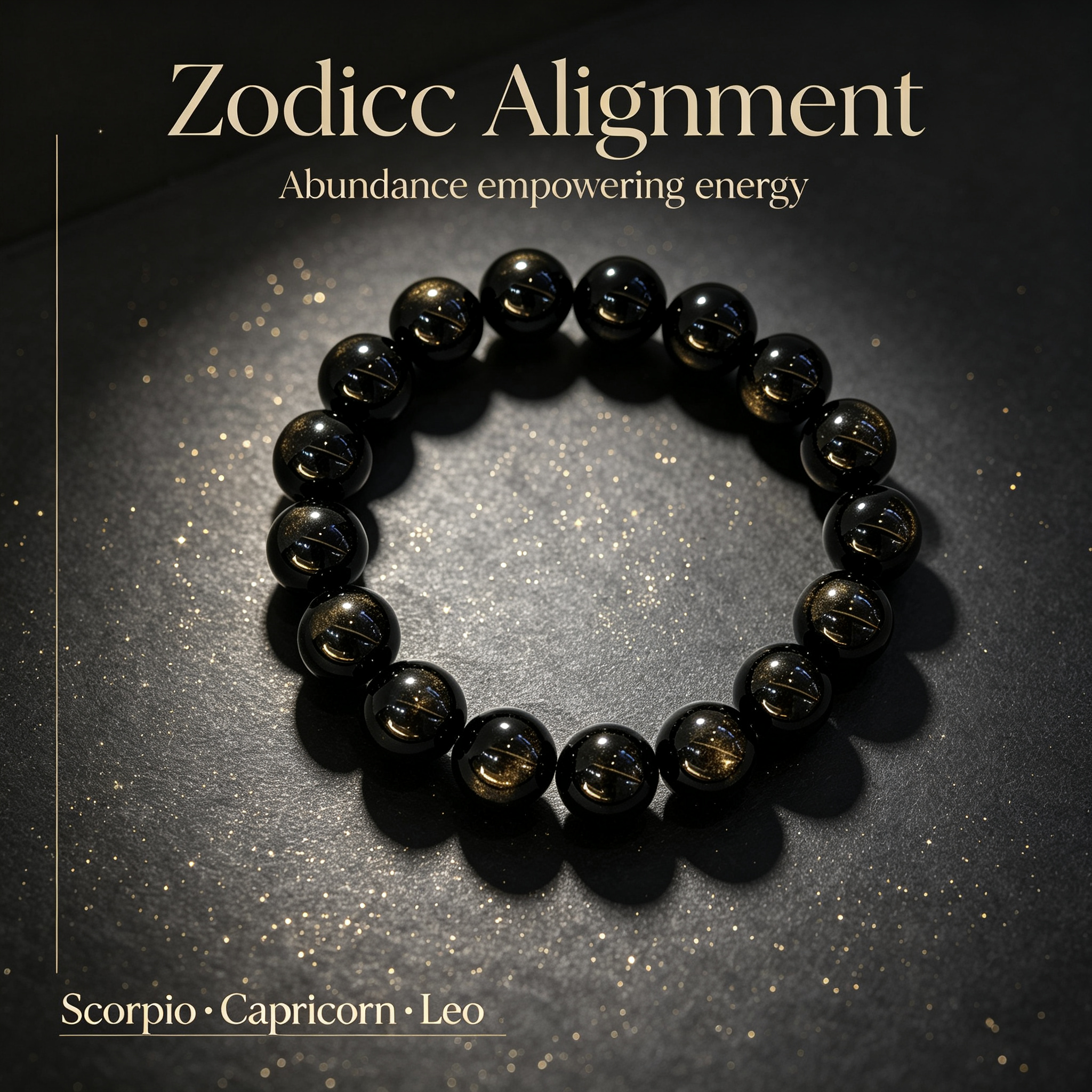 Natural Gold Obsidian Beaded Bracelet for Wealth Success Protection Luck Career