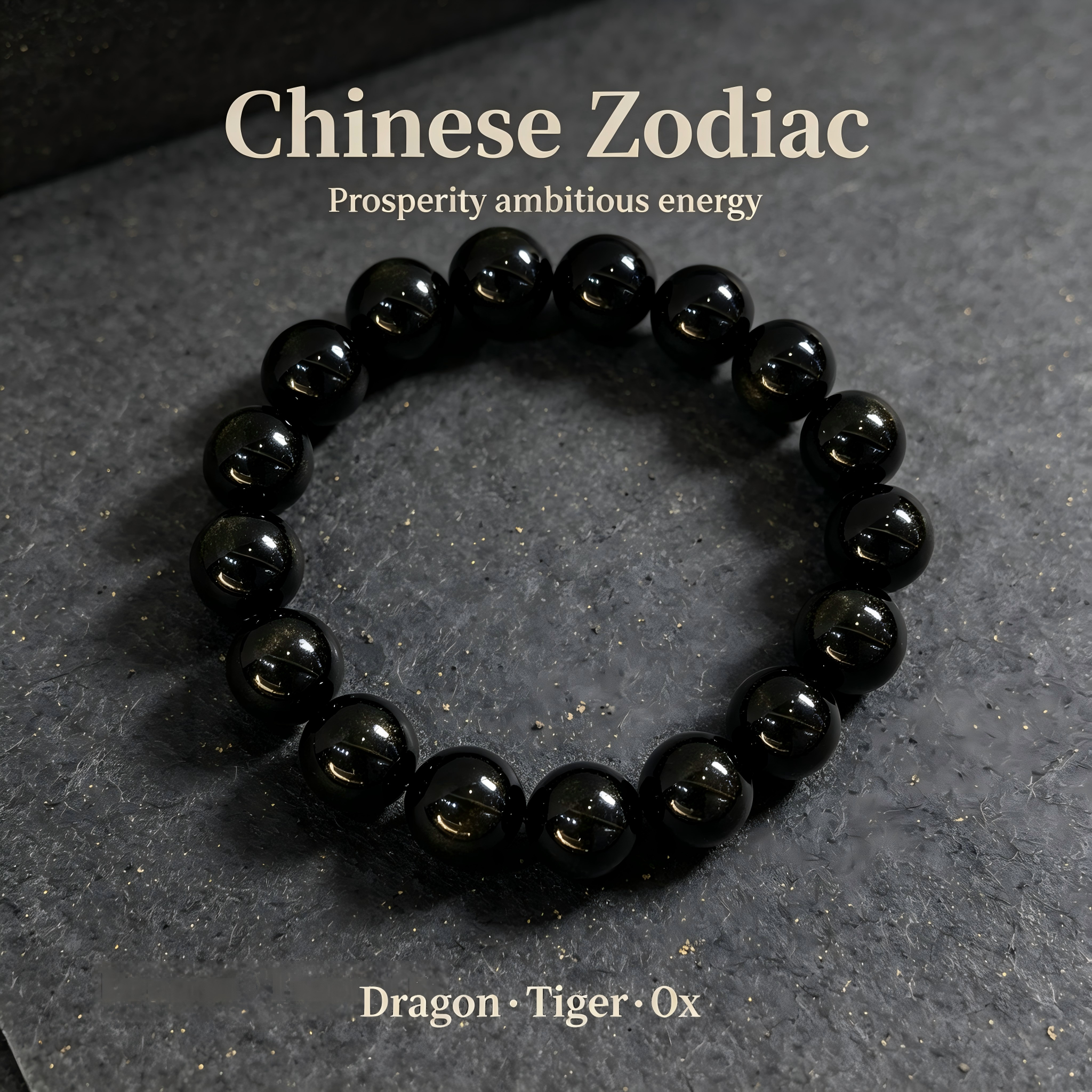 Natural Gold Obsidian Beaded Bracelet for Wealth Success Protection Luck Career