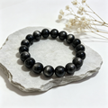 Natural Silver Sheen Obsidian Beaded Bracelet for Protection Calm Road Opener Luck Health
