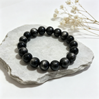 Natural Silver Sheen Obsidian Beaded Bracelet for Protection Calm Road Opener Luck Health