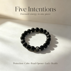 Natural Silver Sheen Obsidian Beaded Bracelet for Protection Calm Road Opener Luck Health