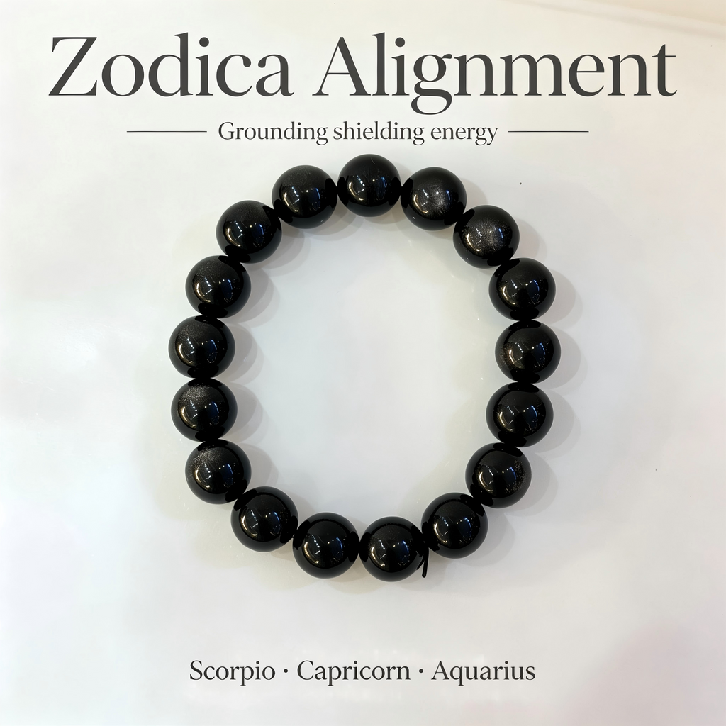 Natural Silver Sheen Obsidian Beaded Bracelet for Protection Calm Road Opener Luck Health