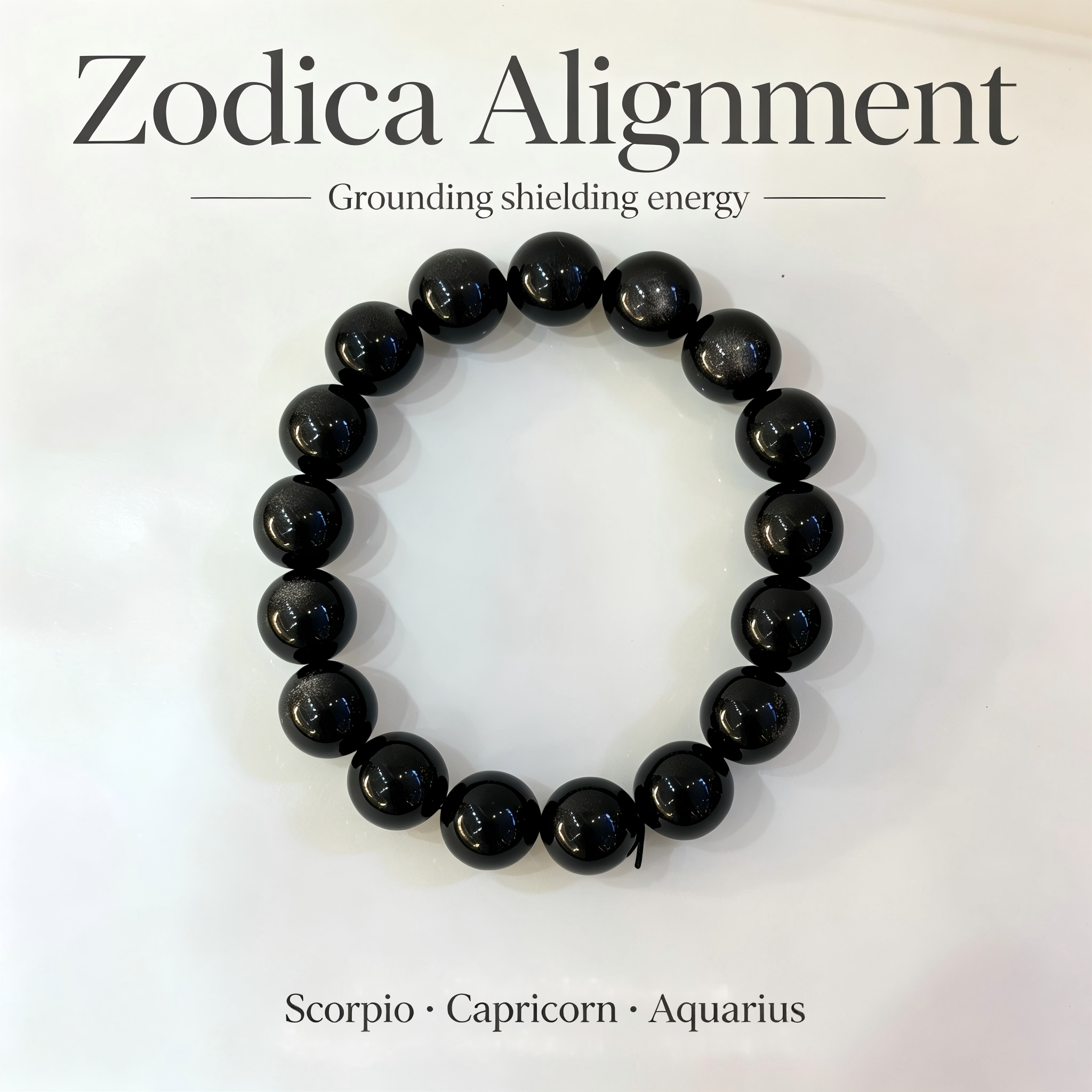Natural Silver Sheen Obsidian Beaded Bracelet for Protection Calm Road Opener Luck Health