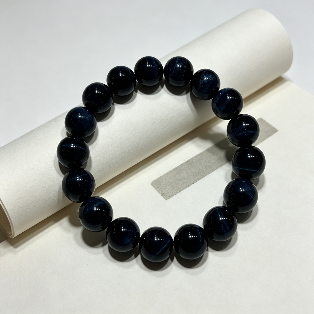 Blue Tiger’s Eye Beaded Bracelet For Protection Career Success Luck Road Opener
