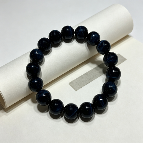 Blue Tiger’s Eye Beaded Bracelet For Protection Career Success Luck Road Opener