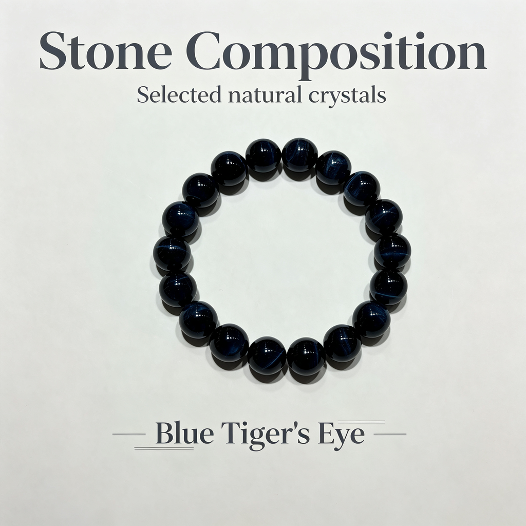 Blue Tiger’s Eye Beaded Bracelet For Protection Career Success Luck Road Opener