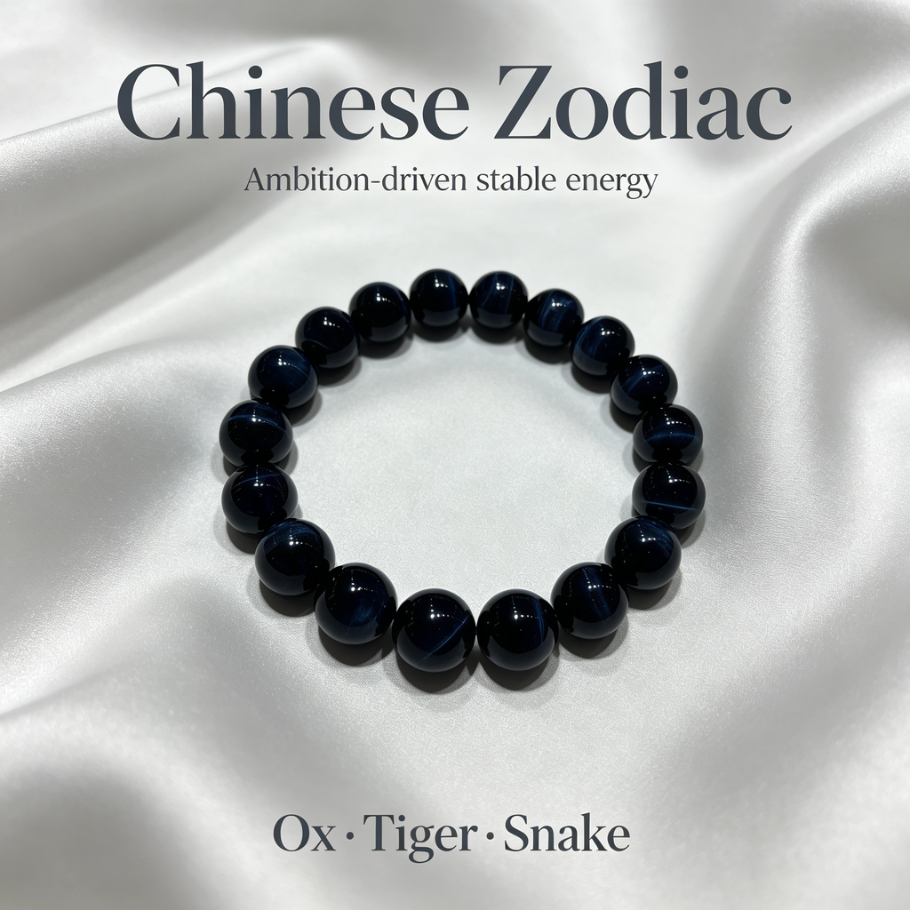 Blue Tiger’s Eye Beaded Bracelet For Protection Career Success Luck Road Opener