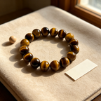 Natural Yellow Tiger's Eye Beaded Bracelet for Wealth Career Success Protection Luck