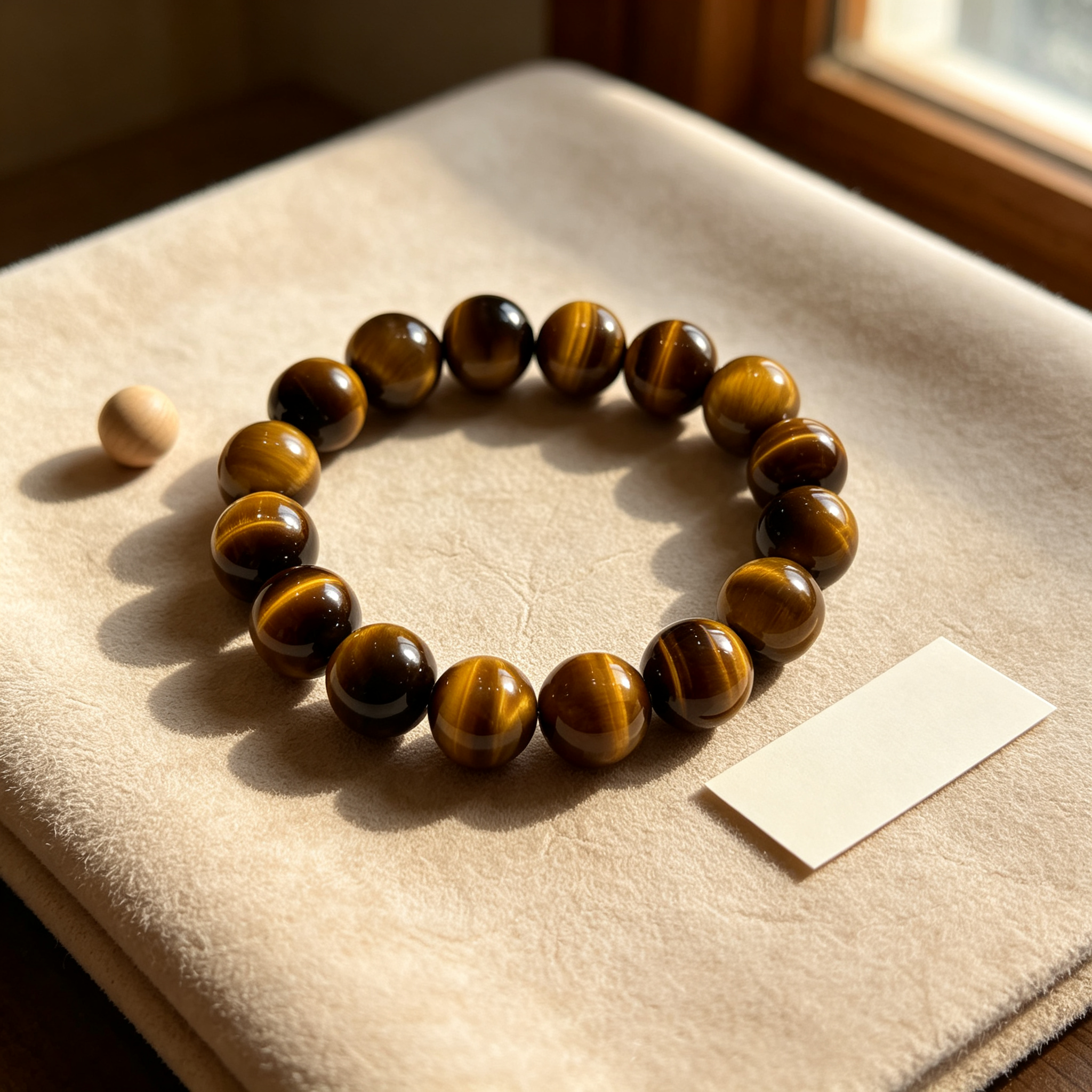 Natural Yellow Tiger's Eye Beaded Bracelet for Wealth Career Success Protection Luck