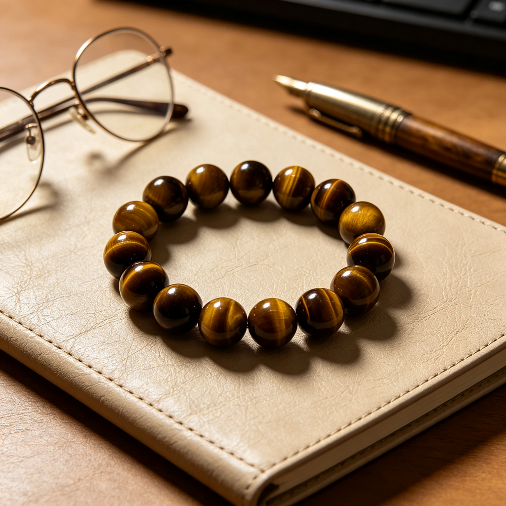 Natural Yellow Tiger's Eye Beaded Bracelet for Wealth Career Success Protection Luck