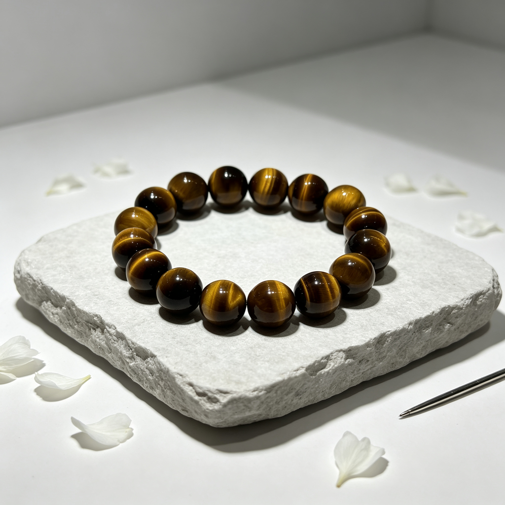 Natural Yellow Tiger's Eye Beaded Bracelet for Wealth Career Success Protection Luck