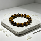 Natural Yellow Tiger's Eye Beaded Bracelet for Wealth Career Success Protection Luck