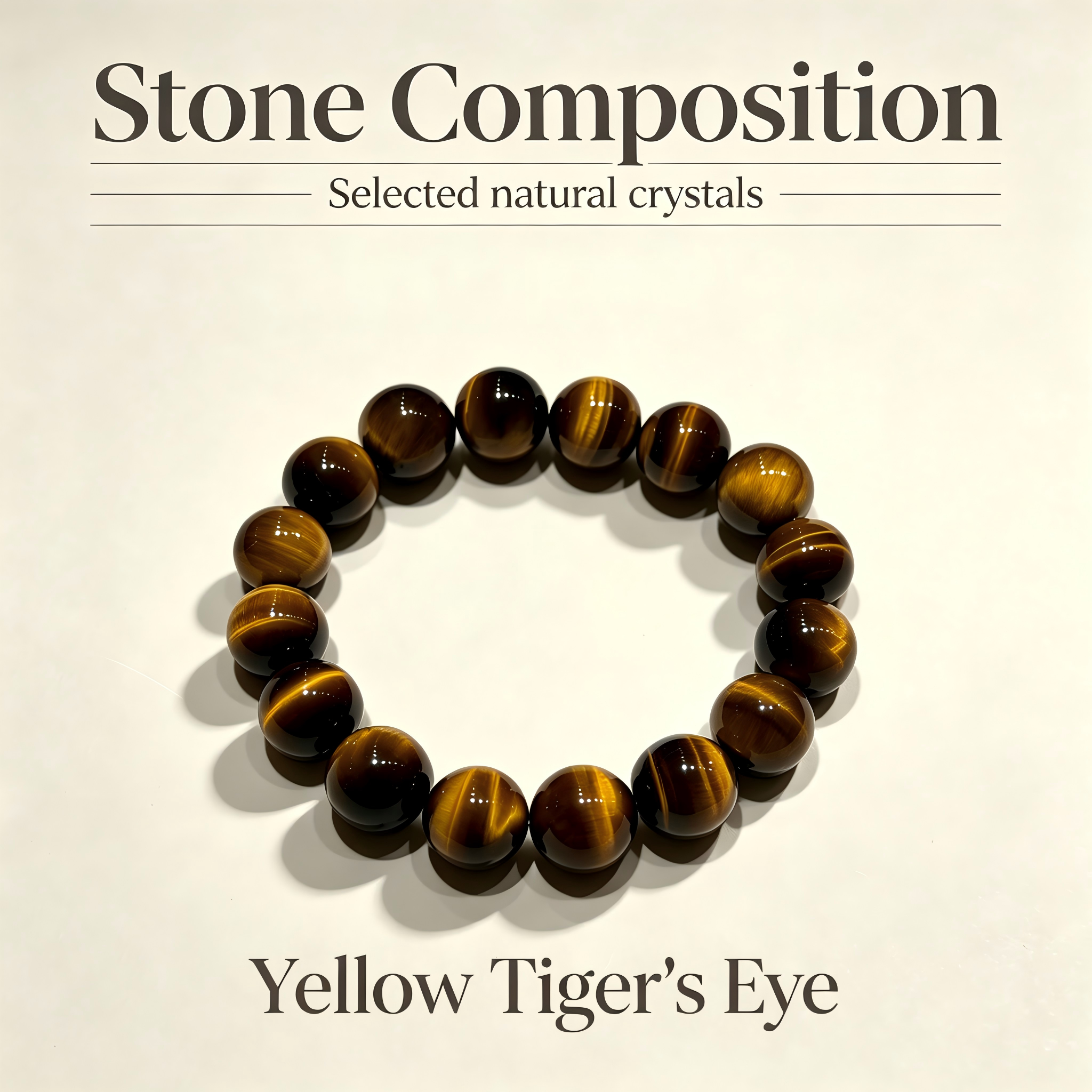 Natural Yellow Tiger's Eye Beaded Bracelet for Wealth Career Success Protection Luck