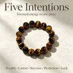 Natural Yellow Tiger's Eye Beaded Bracelet for Wealth Career Success Protection Luck