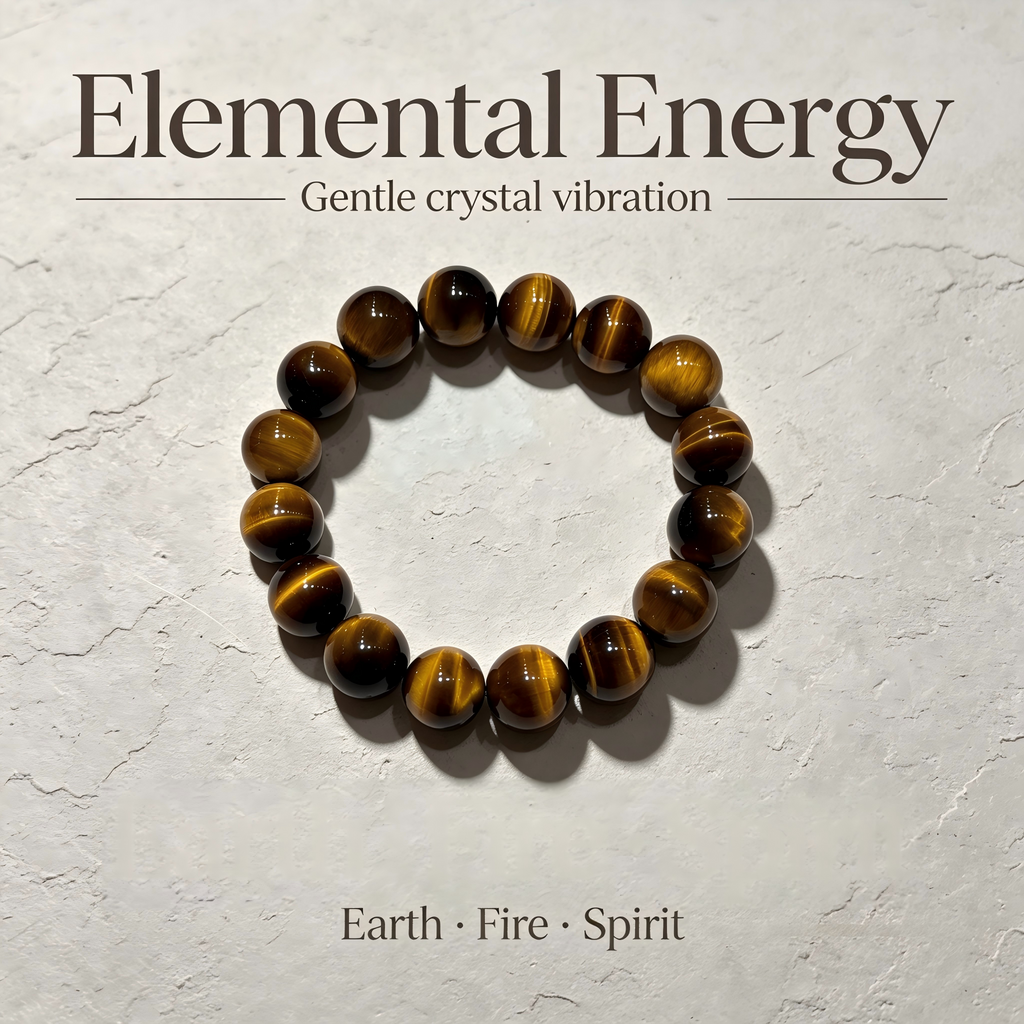 Natural Yellow Tiger's Eye Beaded Bracelet for Wealth Career Success Protection Luck