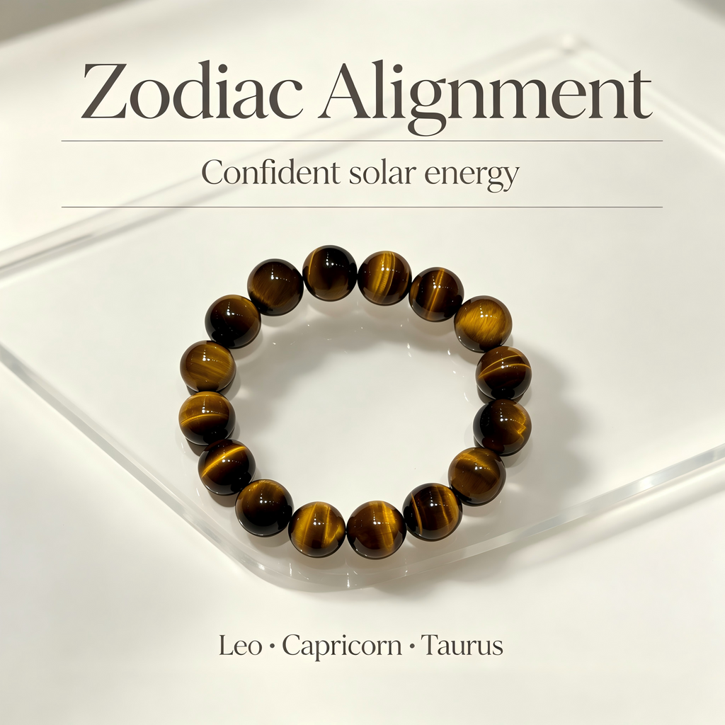 Natural Yellow Tiger's Eye Beaded Bracelet for Wealth Career Success Protection Luck