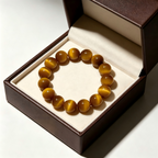 Natural Golden Tiger's Eye Beaded Bracelet for Wealth Career Success Protection Luck