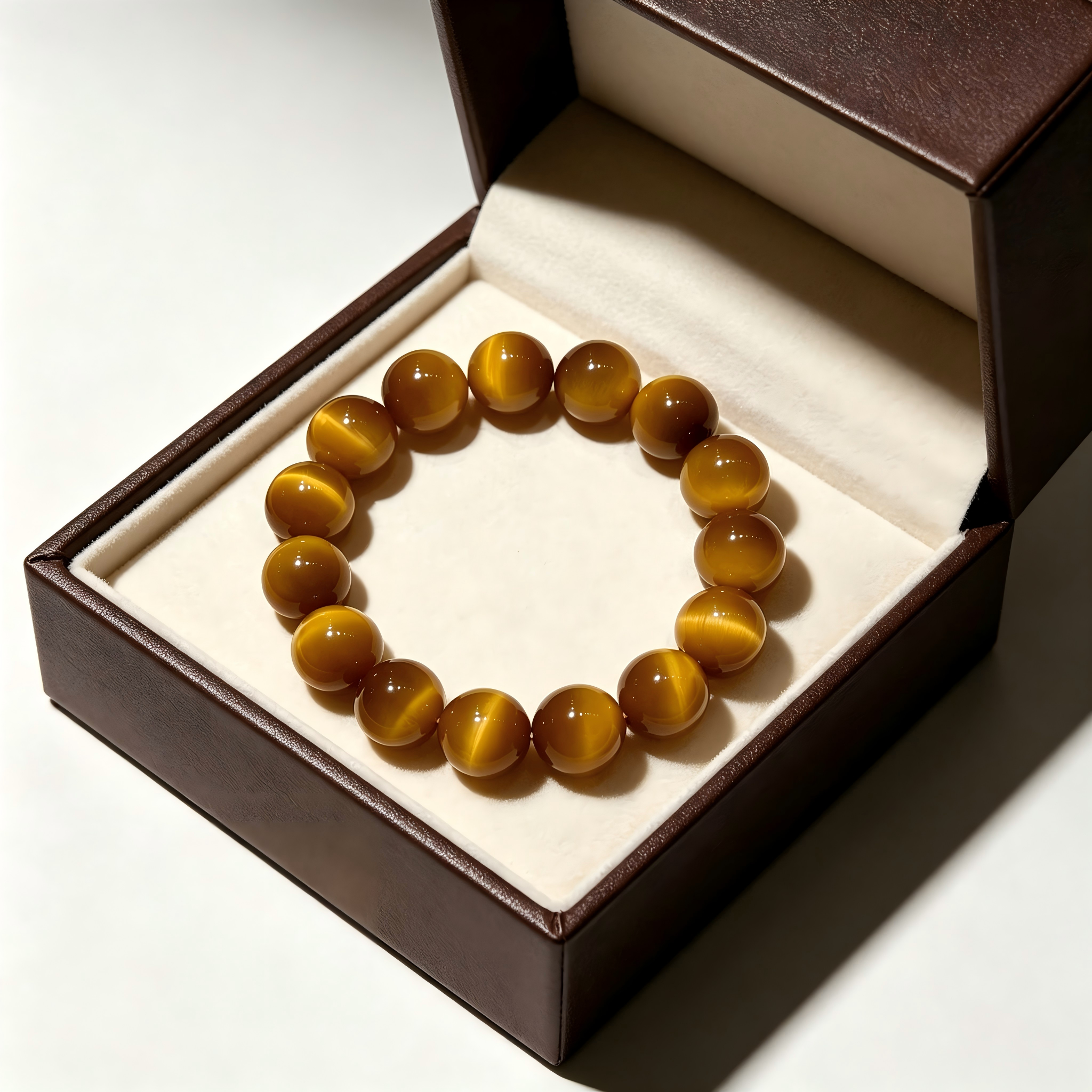 Natural Golden Tiger's Eye Beaded Bracelet for Wealth Career Success Protection Luck