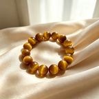 Natural Golden Tiger's Eye Beaded Bracelet for Wealth Career Success Protection Luck