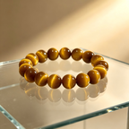 Natural Golden Tiger's Eye Beaded Bracelet for Wealth Career Success Protection Luck