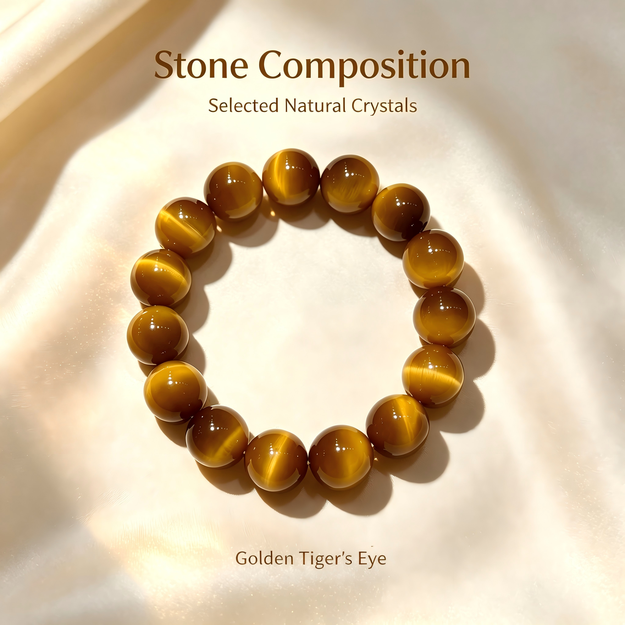 Natural Golden Tiger's Eye Beaded Bracelet for Wealth Career Success Protection Luck