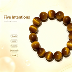 Natural Golden Tiger's Eye Beaded Bracelet for Wealth Career Success Protection Luck