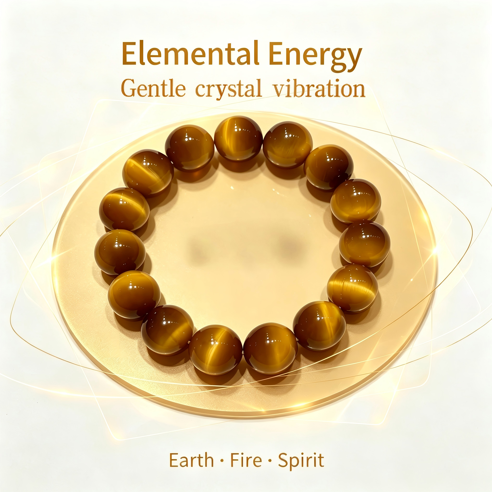 Natural Golden Tiger's Eye Beaded Bracelet for Wealth Career Success Protection Luck