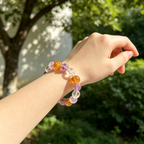 Lavender Amethyst Yellow Tourmalinated Quartz Clear Quartz Bracelet Natural Mixed Crystal Beaded Bracelet Calm Luck Wealth Success Protection
