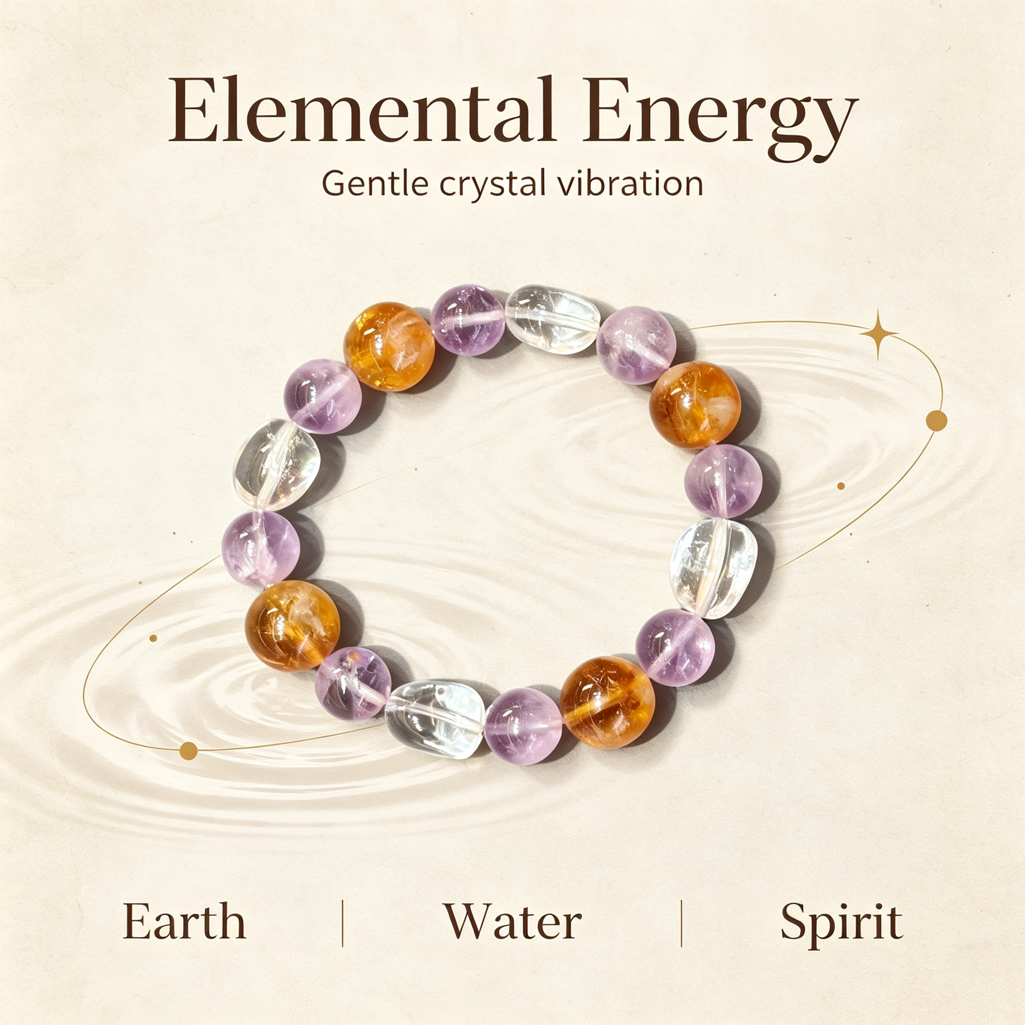 Lavender Amethyst Yellow Tourmalinated Quartz Clear Quartz Bracelet Natural Mixed Crystal Beaded Bracelet Calm Luck Wealth Success Protection