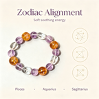 Lavender Amethyst Yellow Tourmalinated Quartz Clear Quartz Bracelet Natural Mixed Crystal Beaded Bracelet Calm Luck Wealth Success Protection